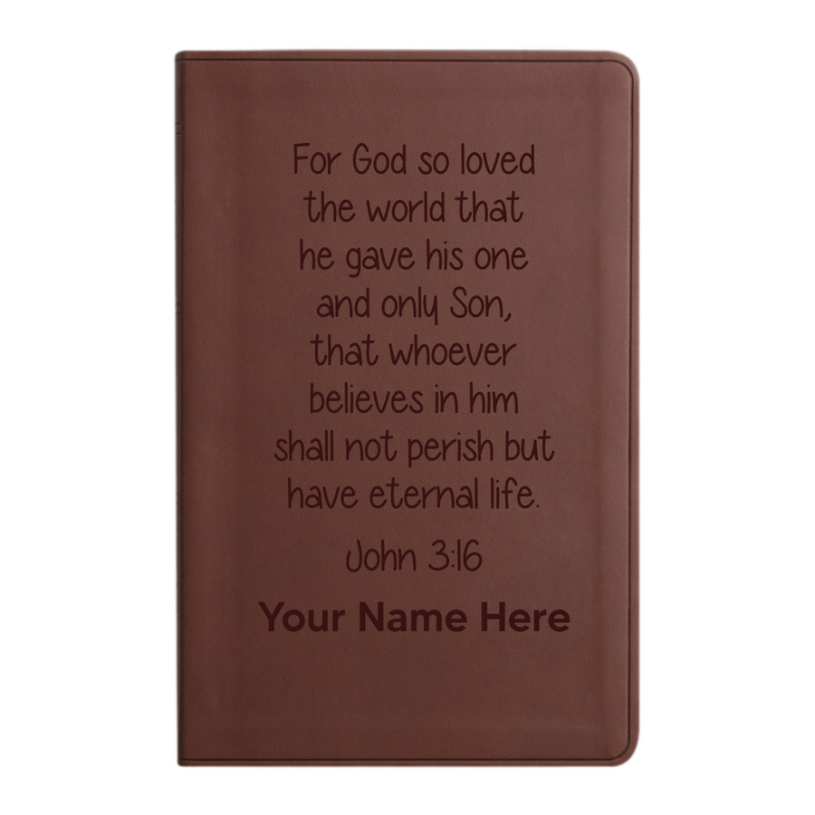 Personalized ESV Thinline Bible Large Print Faux Leather Holy Bible with John 3:16_Study 1 Design Brown | Shepherds Shelf - Shepherds Shelf