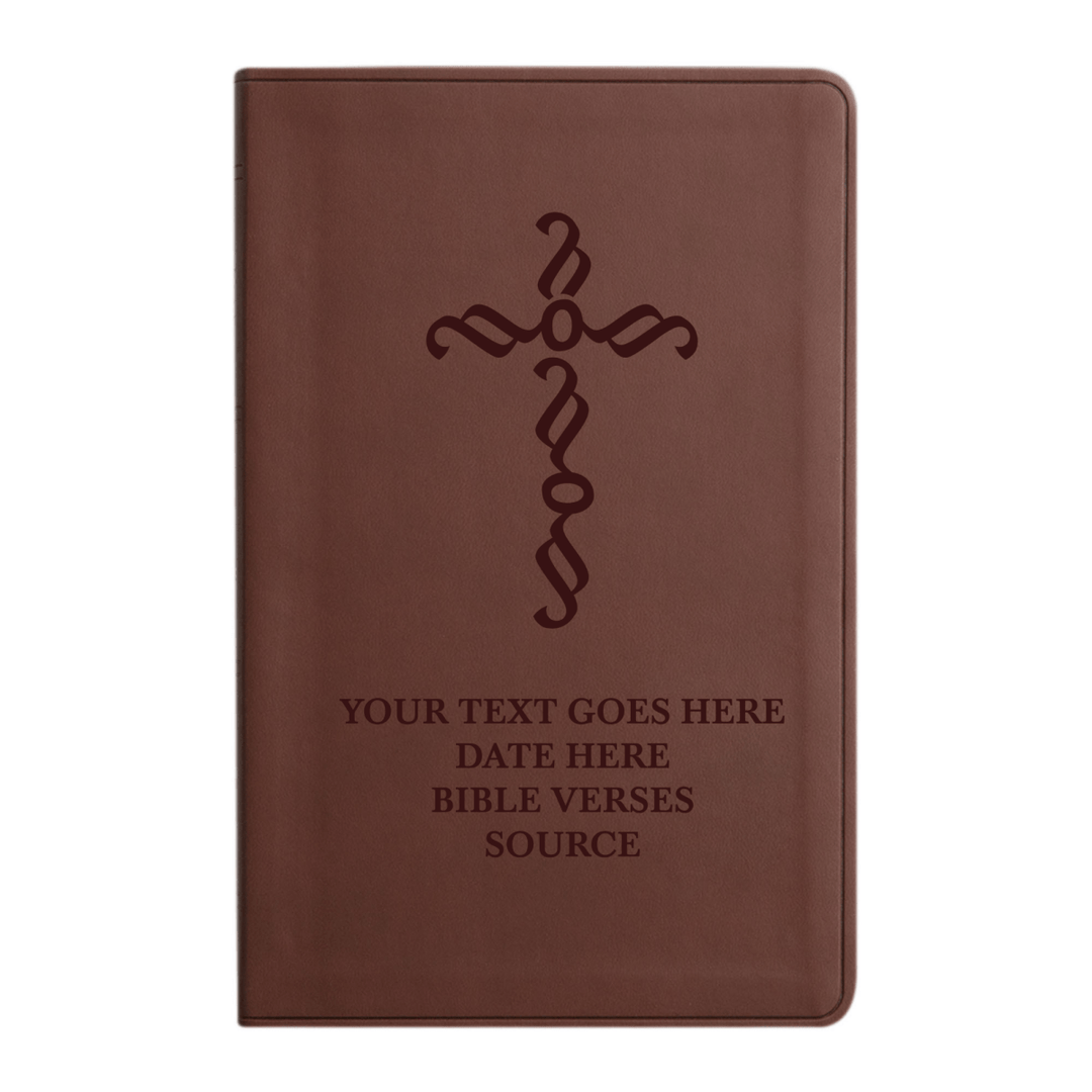 Personalized ESV Thinline Bible Large Print Faux Leather Holy Bible with Pen Stroke Cross Design Brown | Shepherds Shelf - Shepherds Shelf