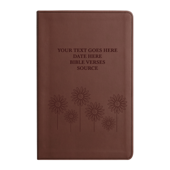 Personalized ESV Thinline Bible Large Print Faux Leather Holy Bible with Sun Flower Design Brown | Shepherds Shelf - Shepherds Shelf