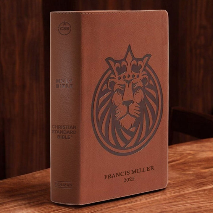 Personalized Faux Leather CSB Kids Bible, Lion Head Leather Touch | Shepherds Shelf - Shepherds Shelf