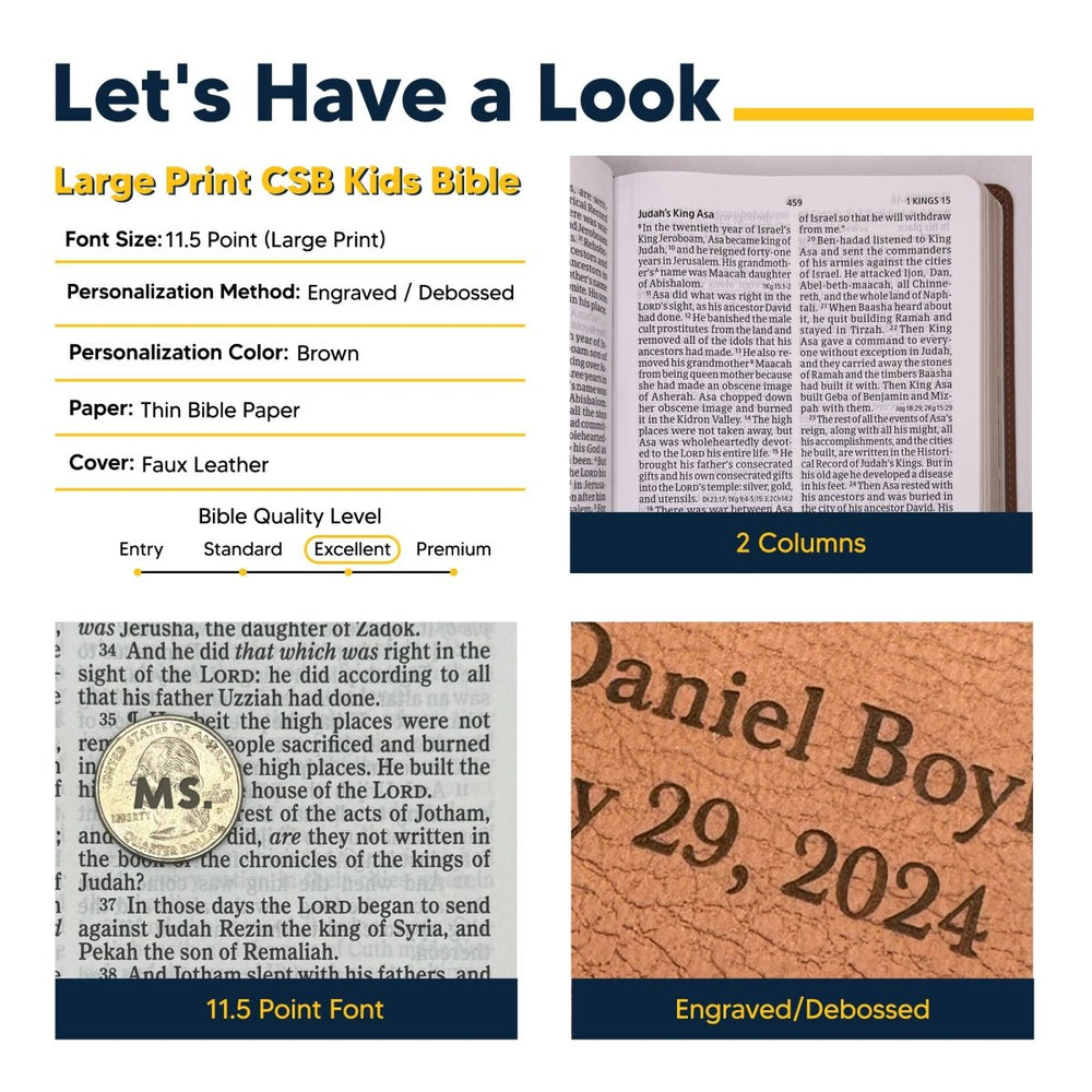 Personalized Faux Leather CSB Kids Bible, Lion Head Leather Touch | Shepherds Shelf - Shepherds Shelf