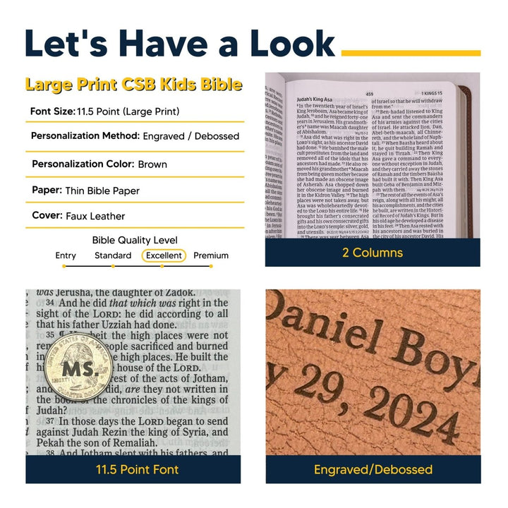 Personalized Faux Leather CSB Kids Bible, Lion Head Leather Touch | Shepherds Shelf - Shepherds Shelf
