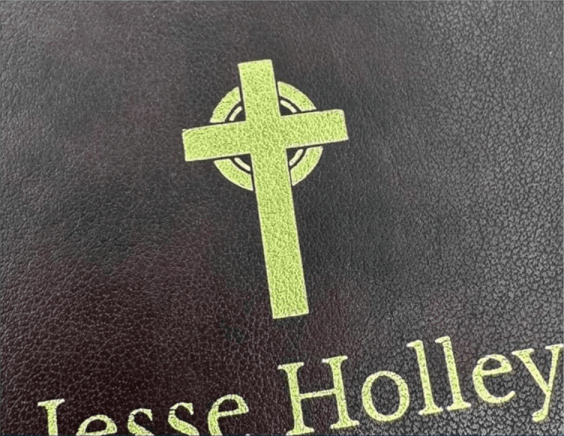 Actual personalization sample for this Bible
