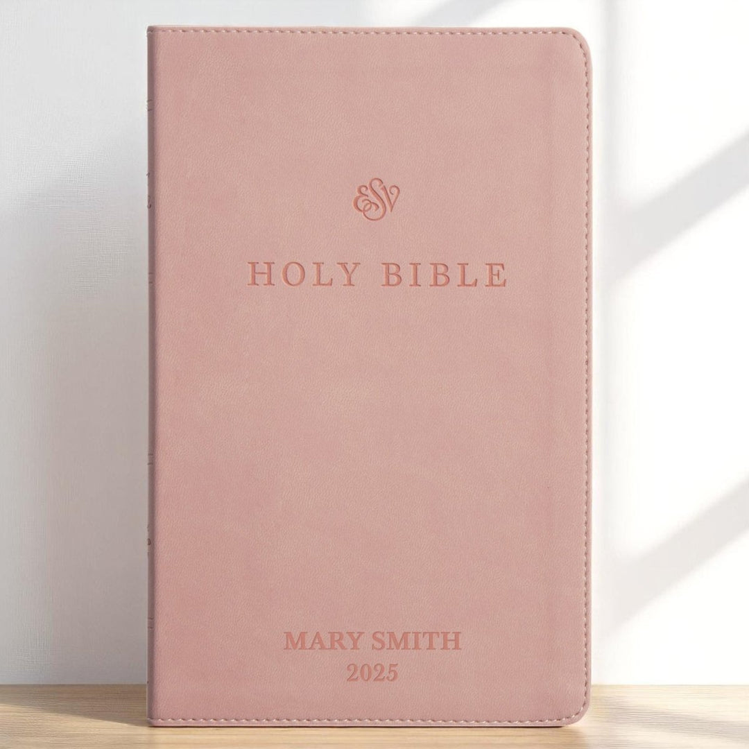Personalized Faux Leather ESV Premium Church Bible, Pink | Shepherds Shelf - Shepherds Shelf