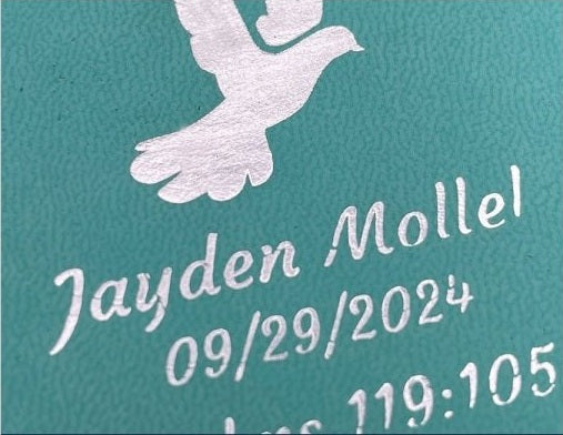Actual personalization sample for this Bible