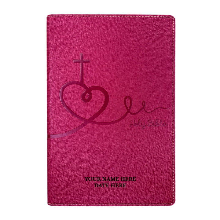 Personalized Faux Leather NIV Kids Bible with Custom Name and Date in Black Medium Print Size Thin New International Version Bible Religious Pink | Shepherds Shelf - Shepherds Shelf