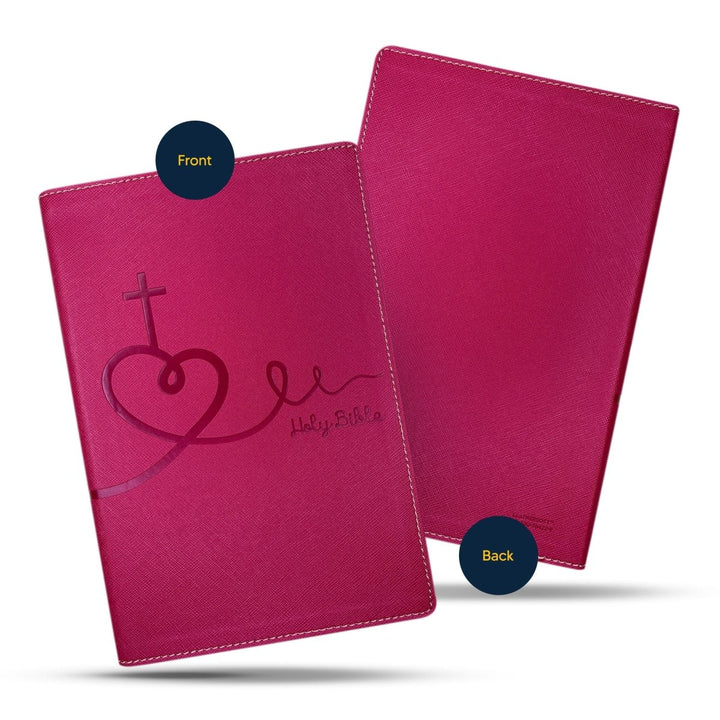 Personalized Faux Leather NIV Kids Bible with Custom Name and Date in Black Medium Print Size Thin New International Version Bible Religious Pink | Shepherds Shelf - Shepherds Shelf