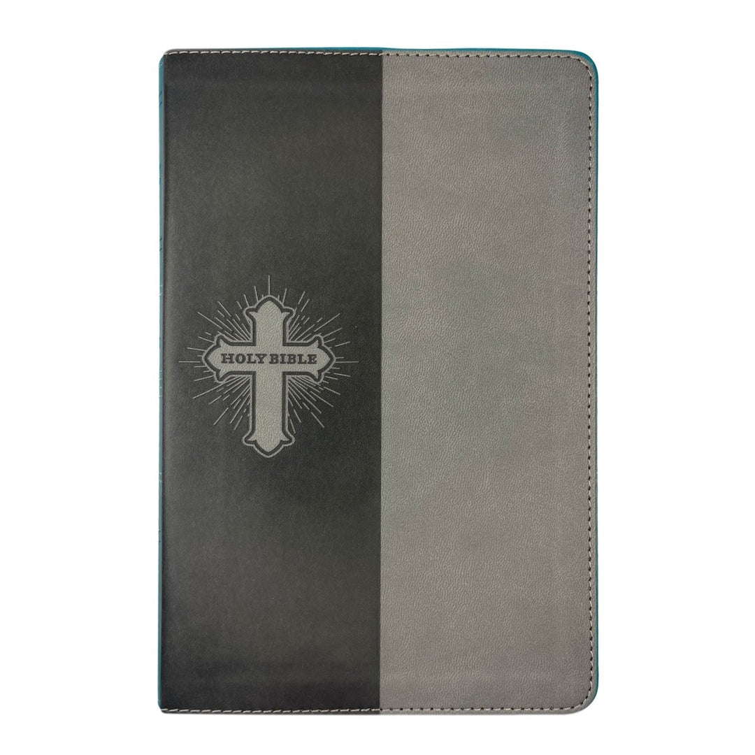Personalized Faux Leather NIV Kids Bible with Custom Name and Date in Light Gray Medium Print Size Thin New International Version Bible Gray | Shepherds Shelf - Shepherds Shelf