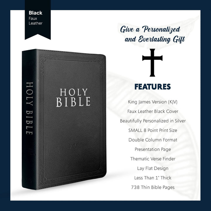 Personalized Faux Leather Small Print KJV Gift and Award Bible, Black | Shepherds Shelf - Shepherds Shelf