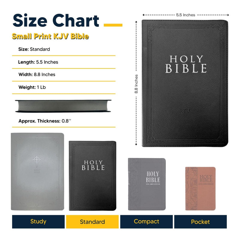 KJV Black Standard Size Holy Bible Small Print