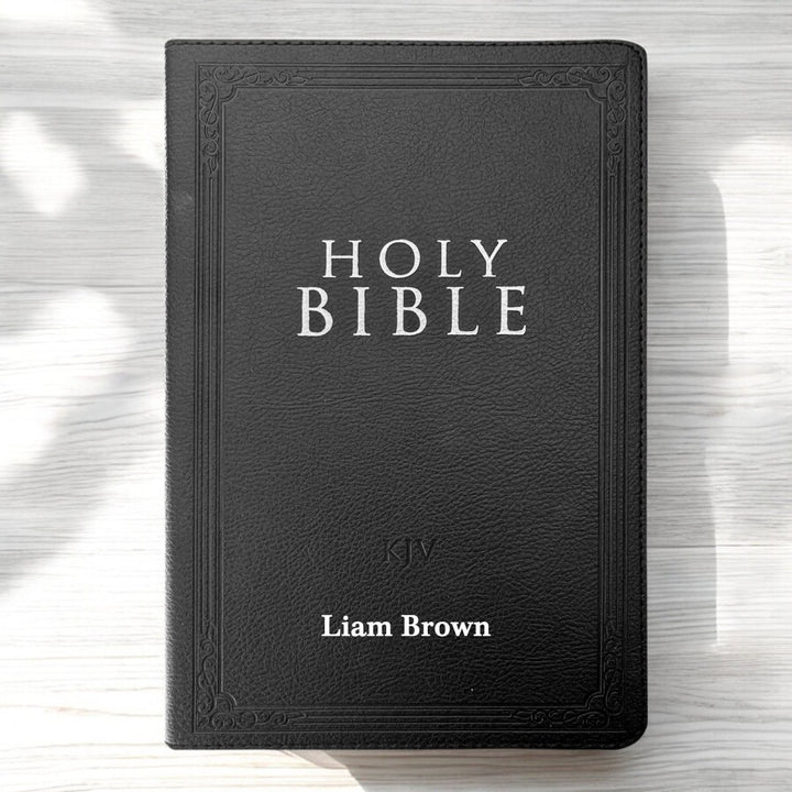 Personalized Faux Leather Small Print KJV Gift and Award Bible, Black | Shepherds Shelf - Shepherds Shelf
