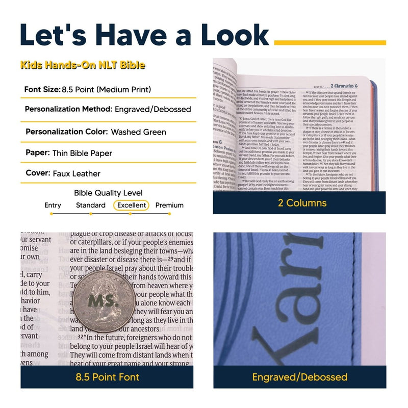 NLT Pink Teal Kids Holy Bible Medium Print | Swirl Design