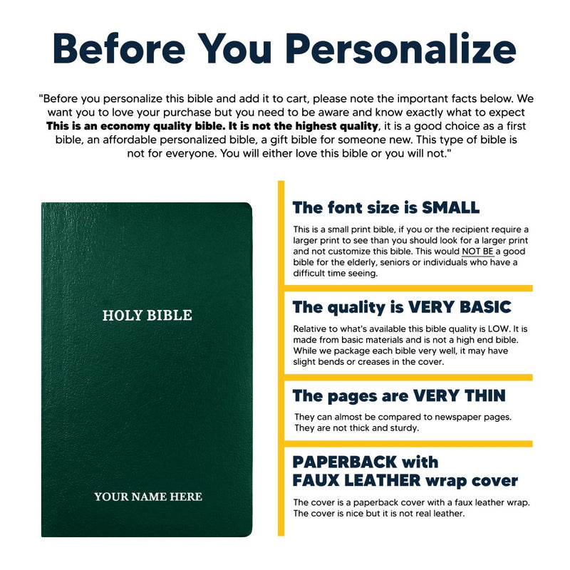 KJV Green Standard Size Holy Bible Small Print