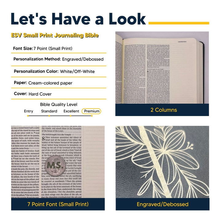 Personalized Hardcover ESV Journaling Bible English Standard Version Holy Bible with Custom Name, Date, Text and 2" Ruled Margins Black | Shepherds Shelf - Shepherds Shelf