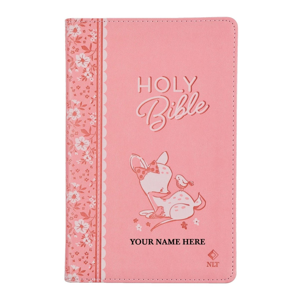 NLT Pink Standard Size Holy Bible Medium Print | Forest Animal