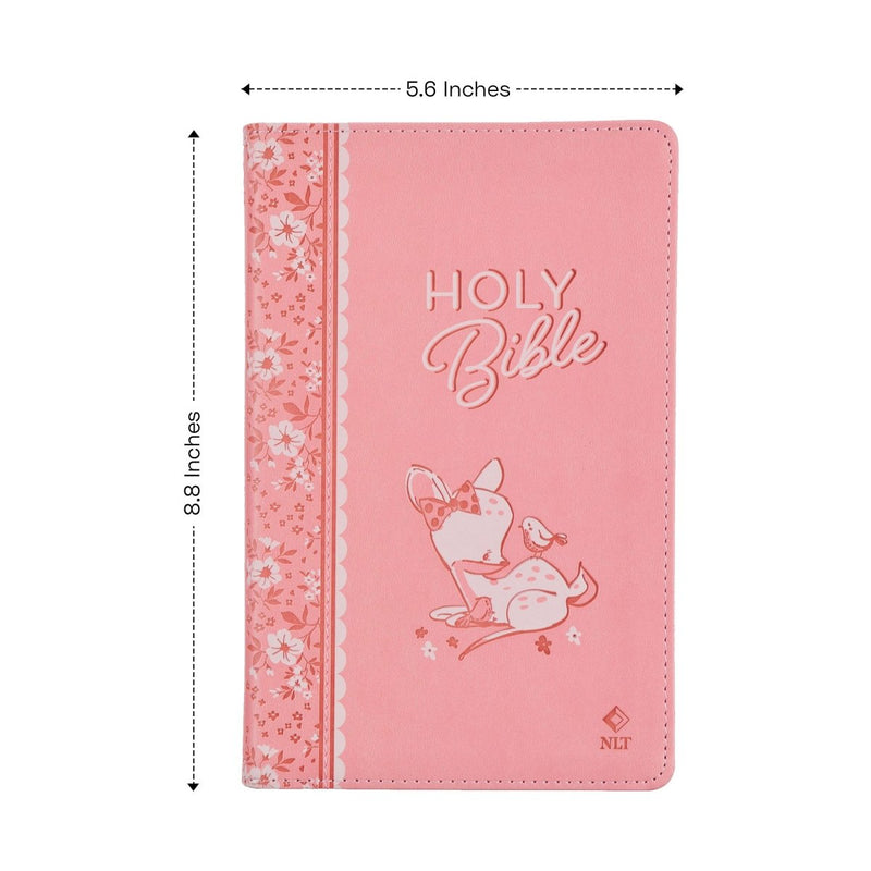 NLT Pink Standard Size Holy Bible Medium Print | Forest Animal