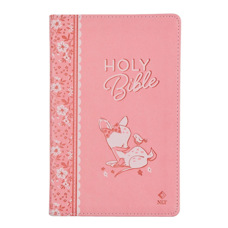 NLT Pink Standard Size Holy Bible Medium Print | Forest Animal