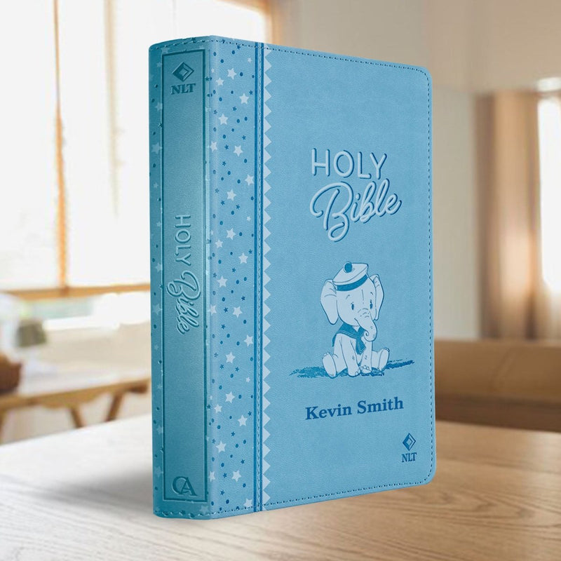 NLT Blue Standard Size Holy Bible Medium Print | Illustrated Elephant