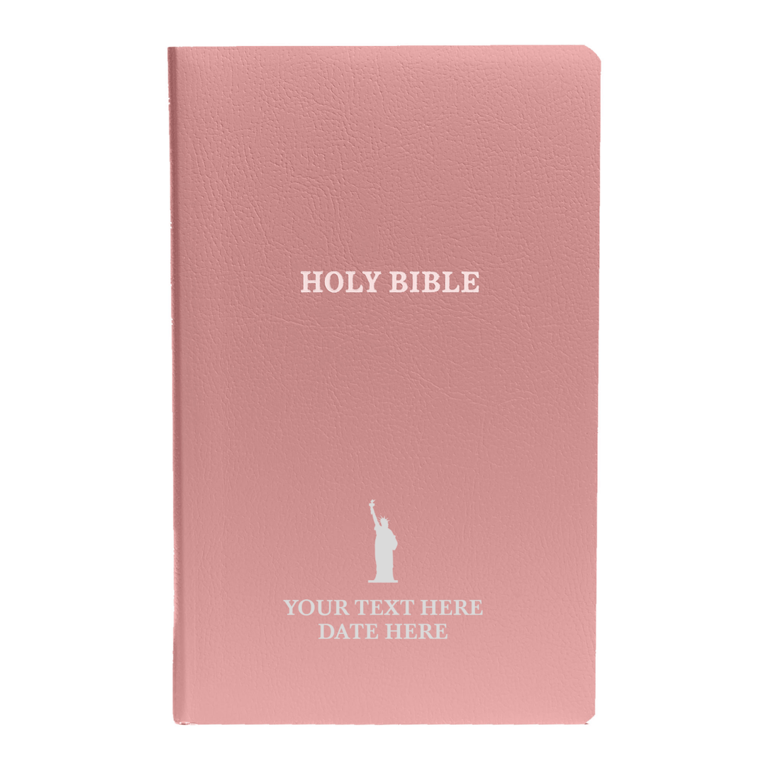 Personalized KJV Bible King James Version Faux Leather Holy Bible with Custom Name SMALL PRINT with Red - Highlighted Verses Pink | Shepherds Shelf - Shepherds Shelf