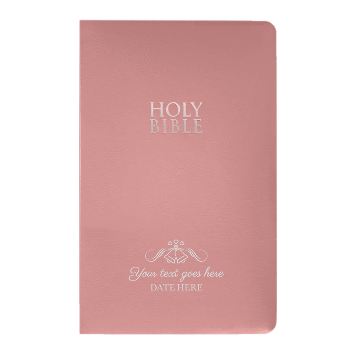 Personalized KJV Bible King James Version Faux Leather Holy Bible with Custom Name SMALL PRINT with Red - Highlighted Verses Pink | Shepherds Shelf - Shepherds Shelf