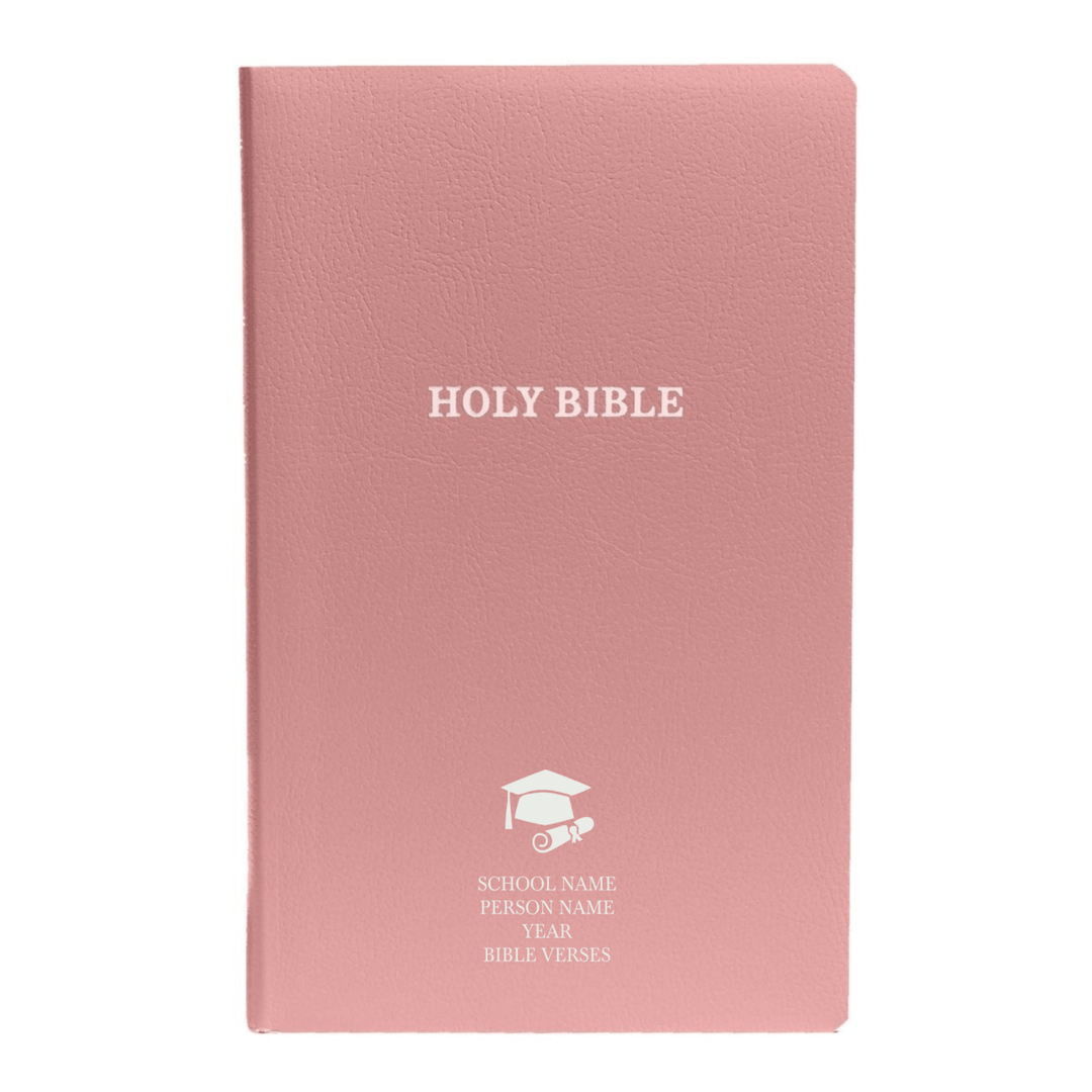 Personalized KJV Bible King James Version Faux Leather Holy Bible with Custom Name SMALL PRINT with Red - Highlighted Verses Pink | Shepherds Shelf - Shepherds Shelf