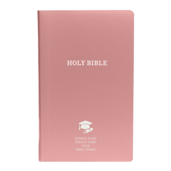 Personalized KJV Bible King James Version Faux Leather Holy Bible with Custom Name SMALL PRINT with Red - Highlighted Verses Pink | Shepherds Shelf - Shepherds Shelf
