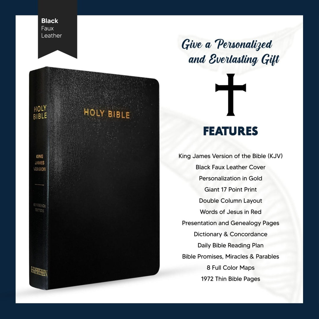 Personalized KJV Holy Bible Bonded Leather Reference Bible Large Print Christian King James Version Bible Custom with Name, Date or Text Gift for Christian & Religious Celebrations | Shepherds Shelf - Shepherds Shelf