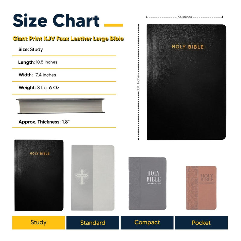 KJV Black Study Size Holy Bible Giant Print