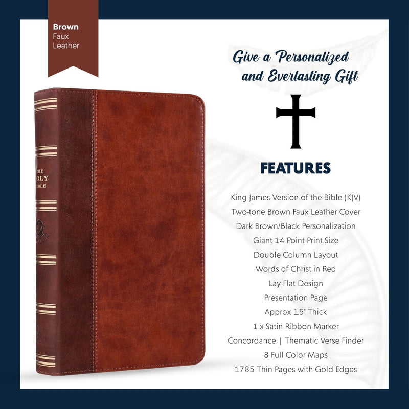 KJV Brown Standard Size Premium Holy Bible Large Print