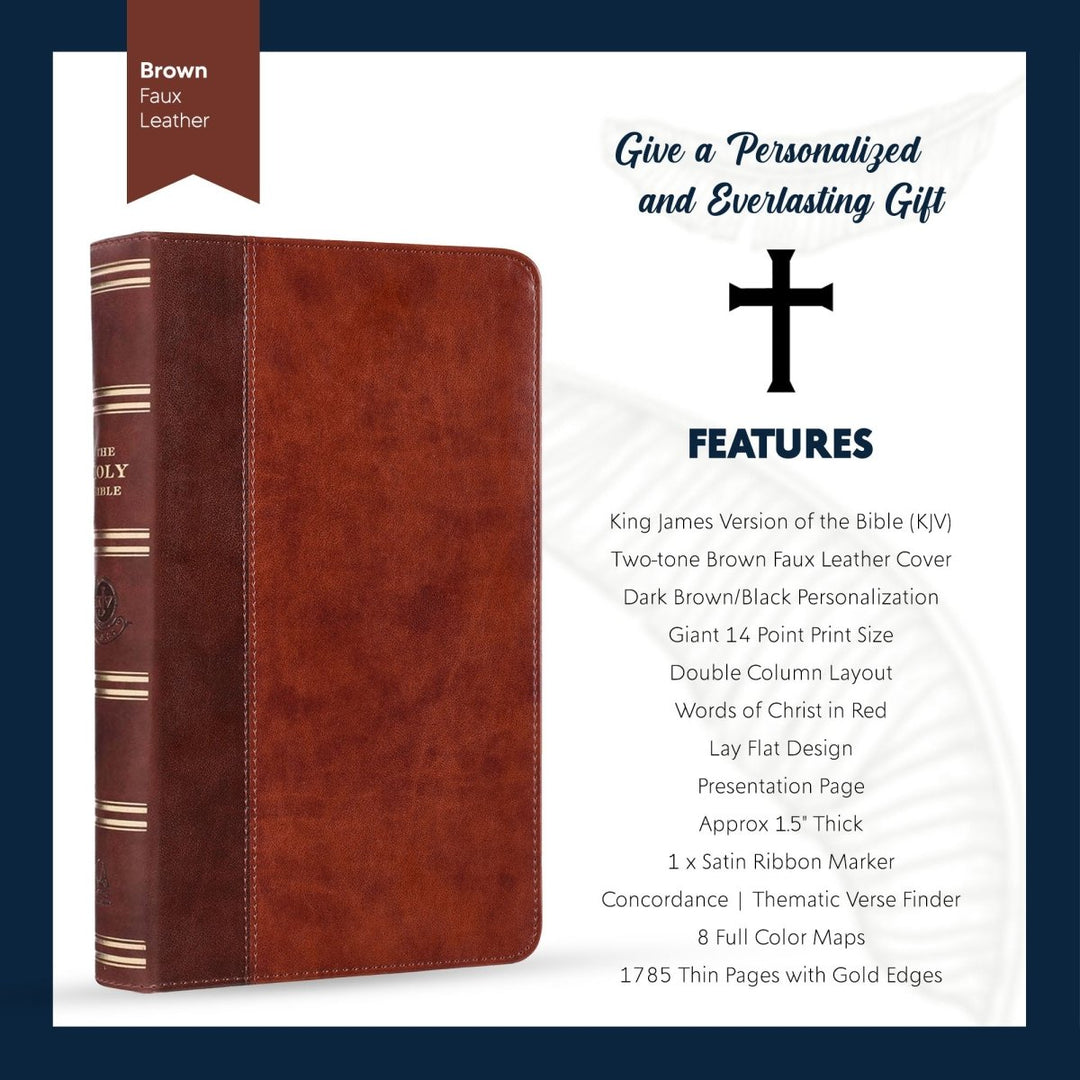 Personalized KJV Holy Bible Faux Leather King James Version Premium Holy Bible Words of Christ in Red Custom Engraved with Name Gift for Christian & Religious Celebrations | Shepherds Shelf - Shepherds Shelf