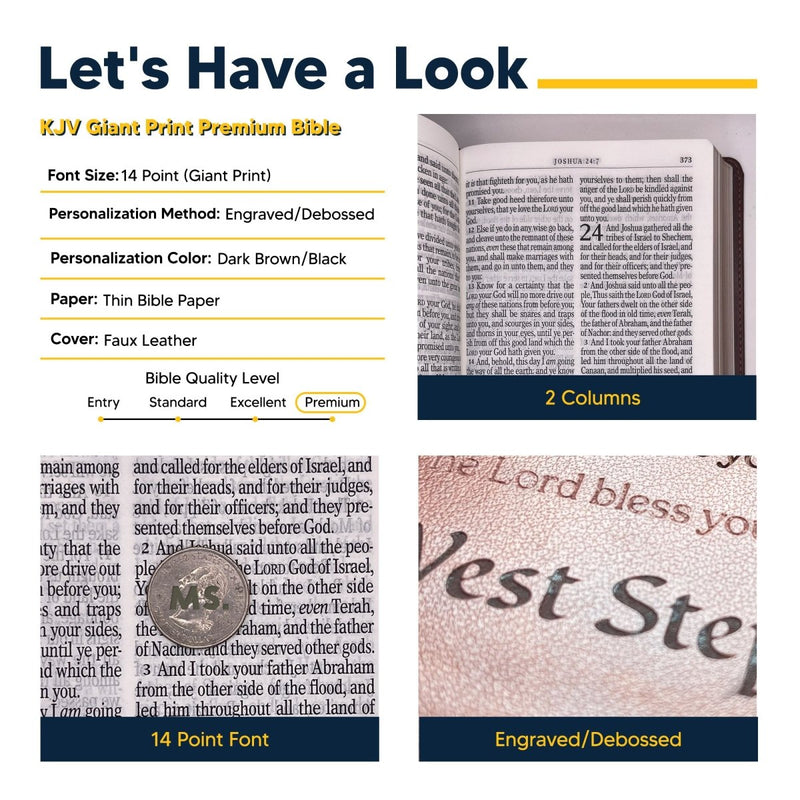 KJV Brown Standard Size Premium Holy Bible Large Print