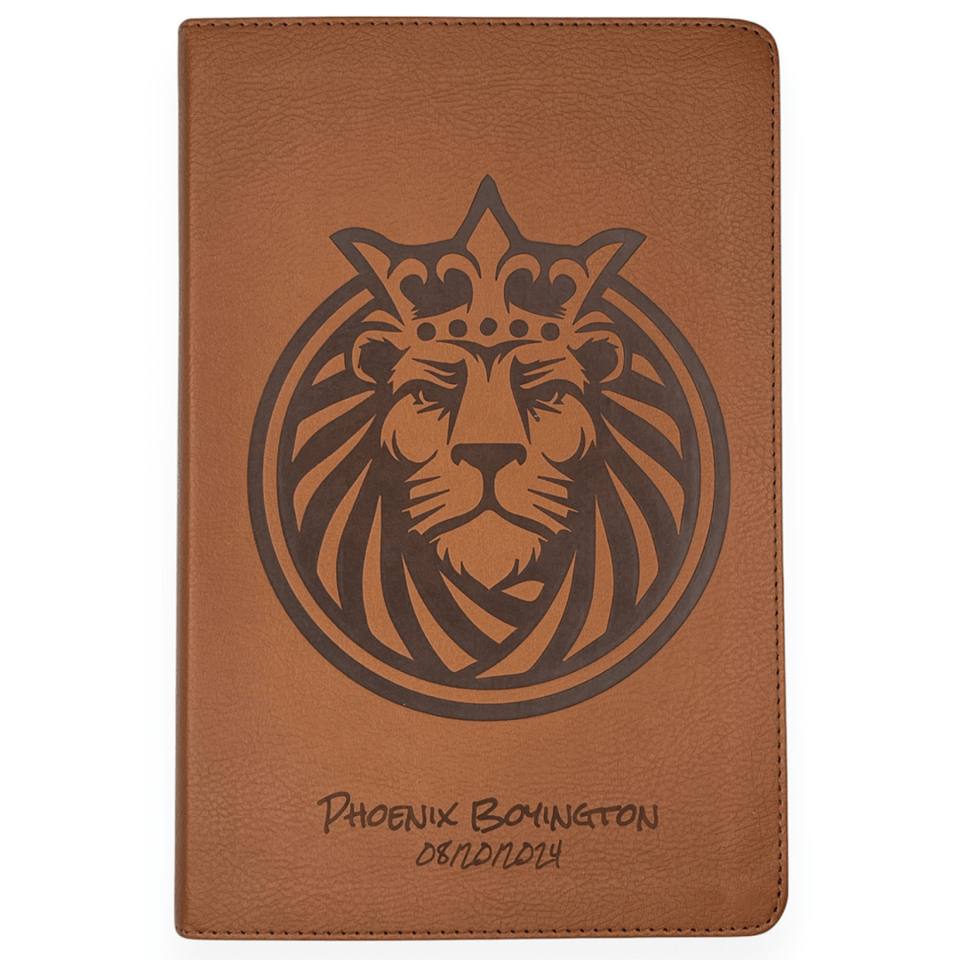 Personalized KJV Kids Bible Brown Faux Leather Large Print Size with Royal Lion Design | Shepherds Shelf - Shepherds Shelf