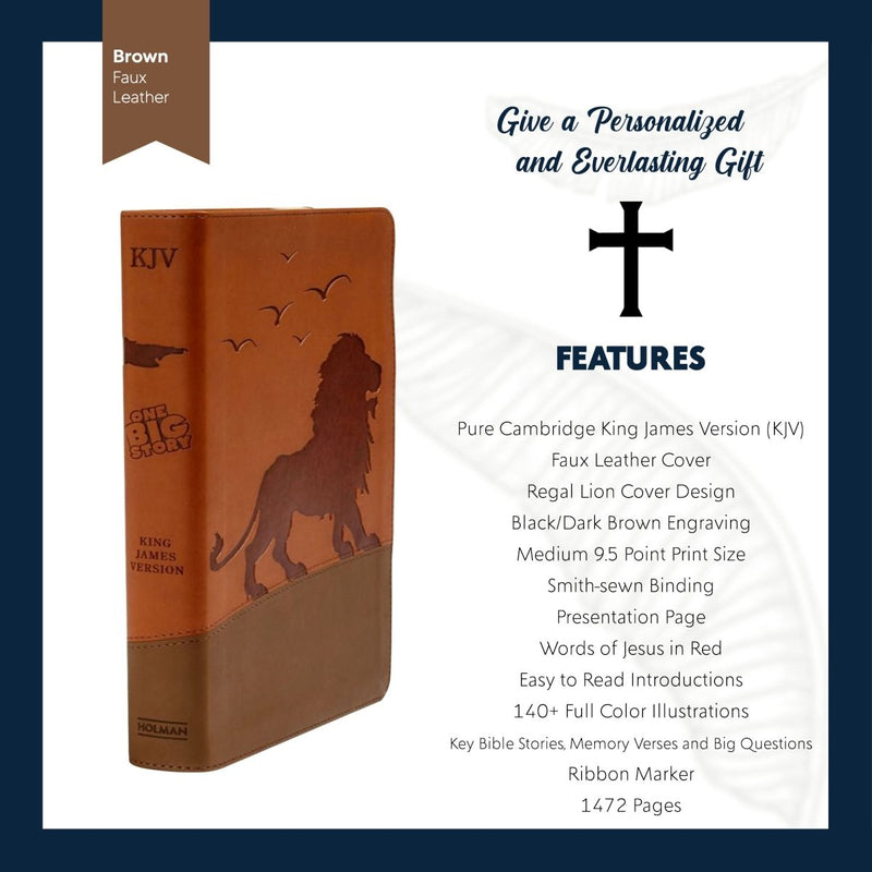 KJV Brown Standard Size Kids Holy Bible Medium Print | Regal Lion