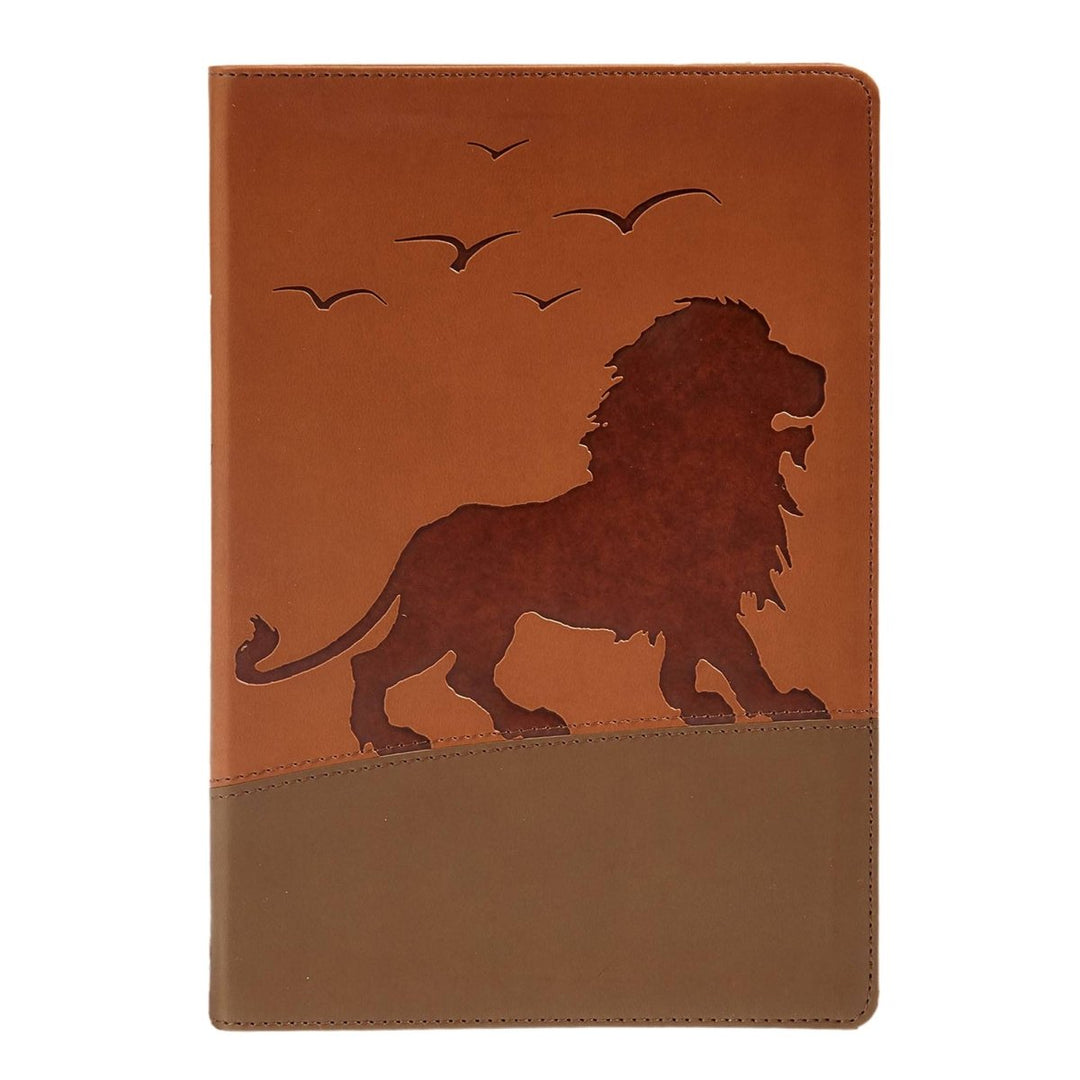 Personalized KJV Kids Big Story Holy Bible Medium Print Faux Leather Bible with Regal Lion Design on Cover Brown | Shepherds Shelf - Shepherds Shelf