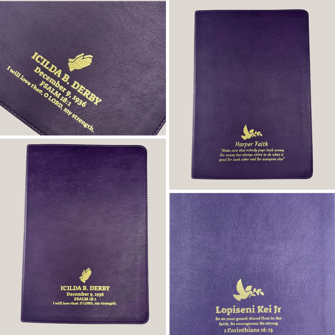 Personalized KJV Thinline Custom Bible Faux Leather Cover Large Print Size Purple | Shepherds Shelf - Shepherds Shelf