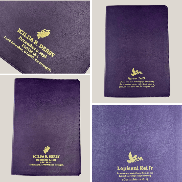 Personalized KJV Thinline Custom Bible Faux Leather Cover Large Print Size Purple | Shepherds Shelf - Shepherds Shelf