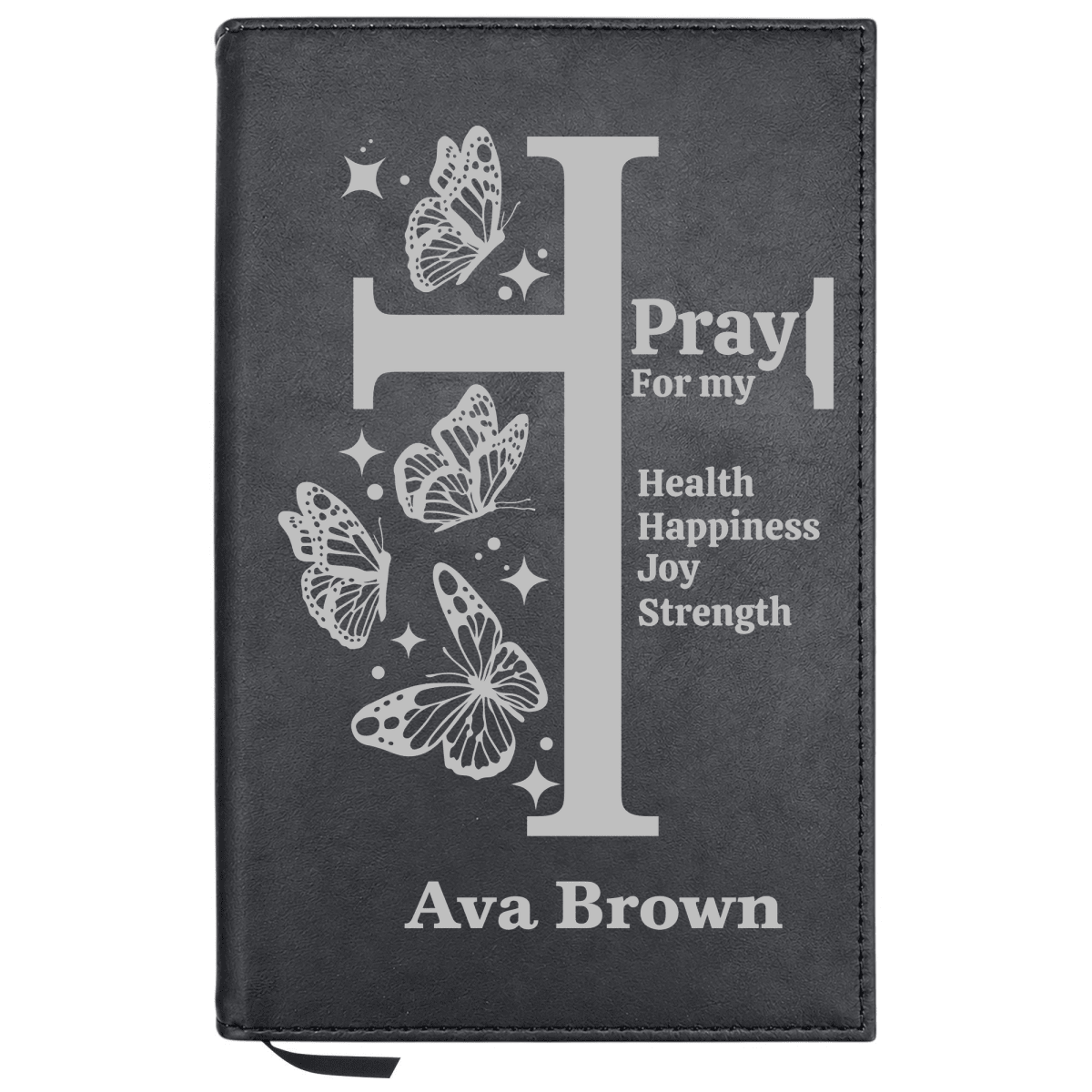 Personalized Leatherette Journal Notebook | Butterflies Cross - Shepherds Shelf