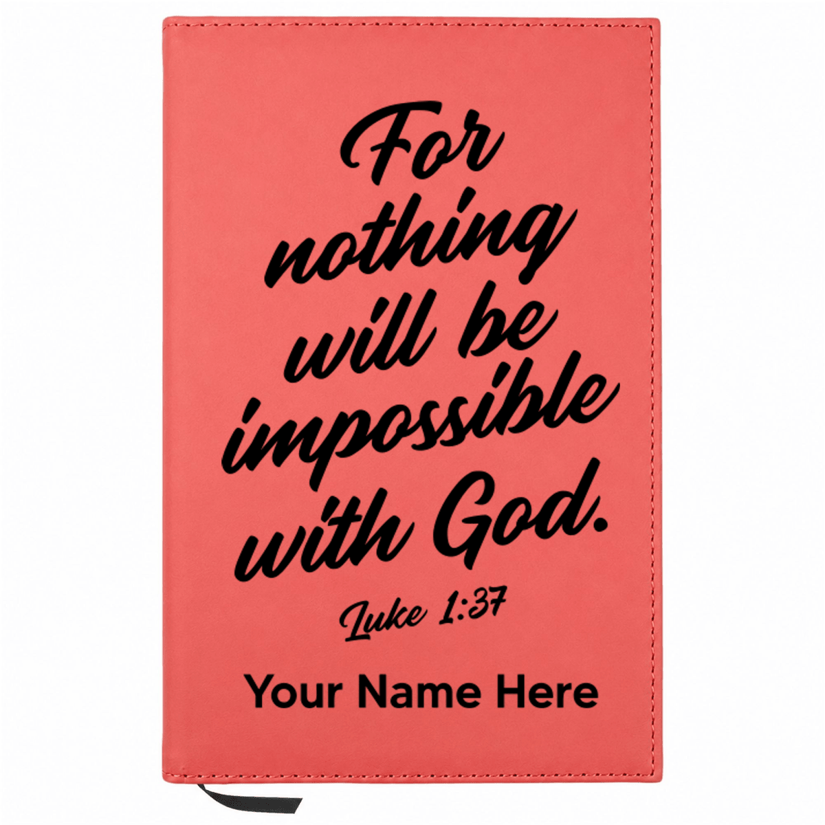 Personalized Leatherette Journal Notebook | Luke 1:37 - Shepherds Shelf