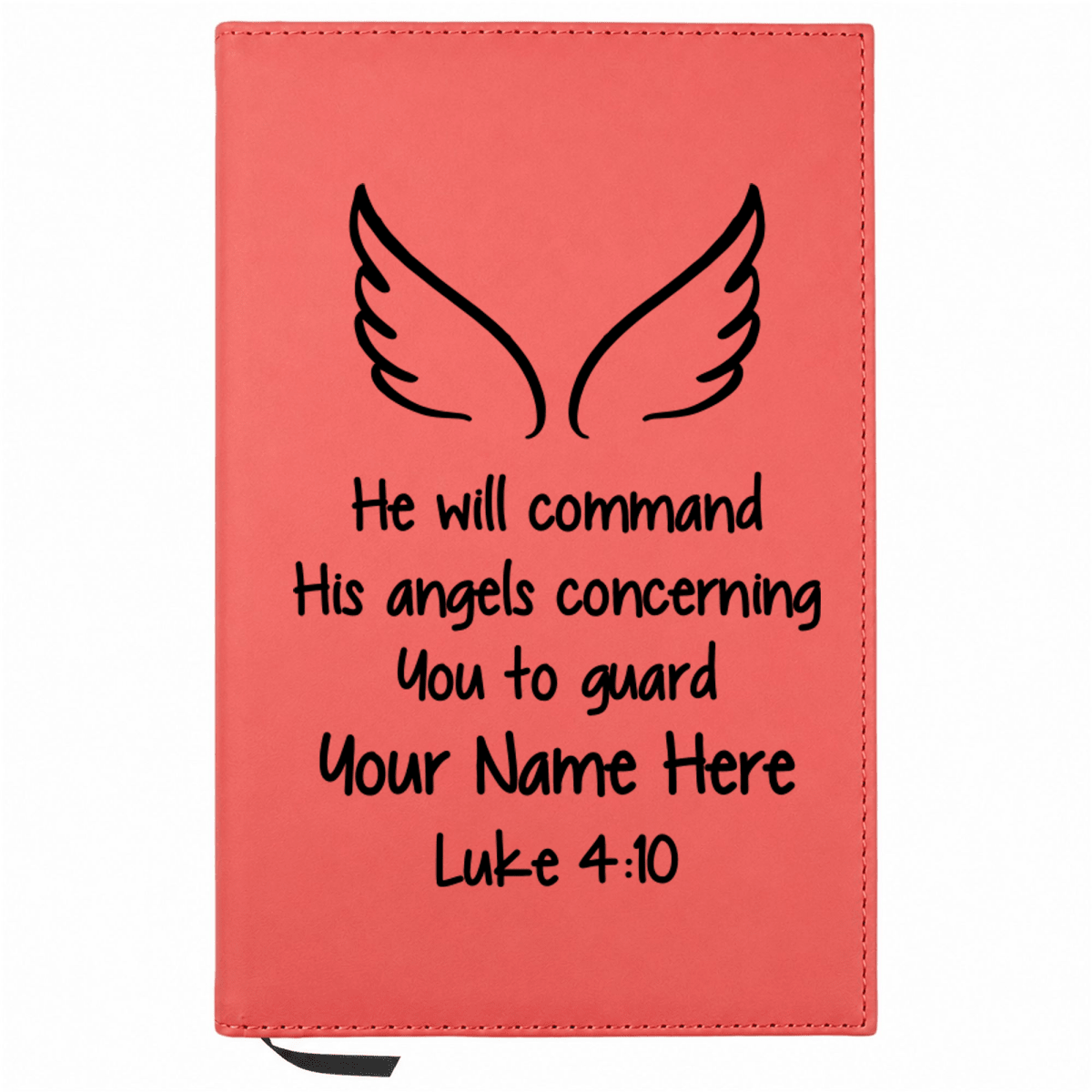 Personalized Leatherette Journal Notebook | Luke 4:10 - Shepherds Shelf