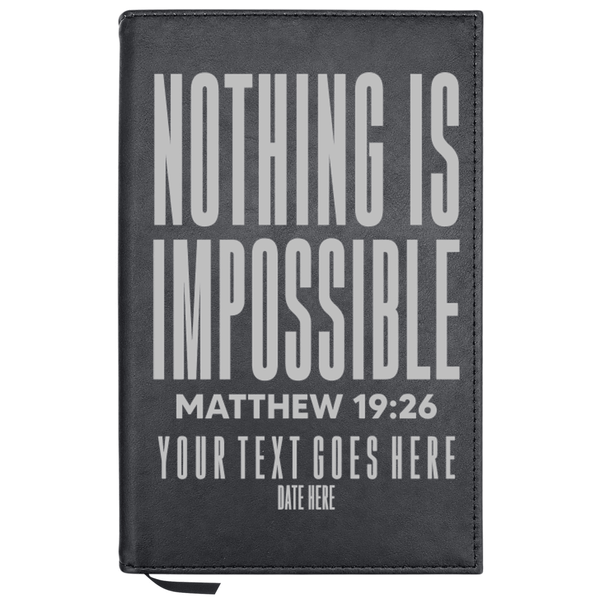 Personalized Leatherette Journal Notebook | Matthew 19:26 - Shepherds Shelf