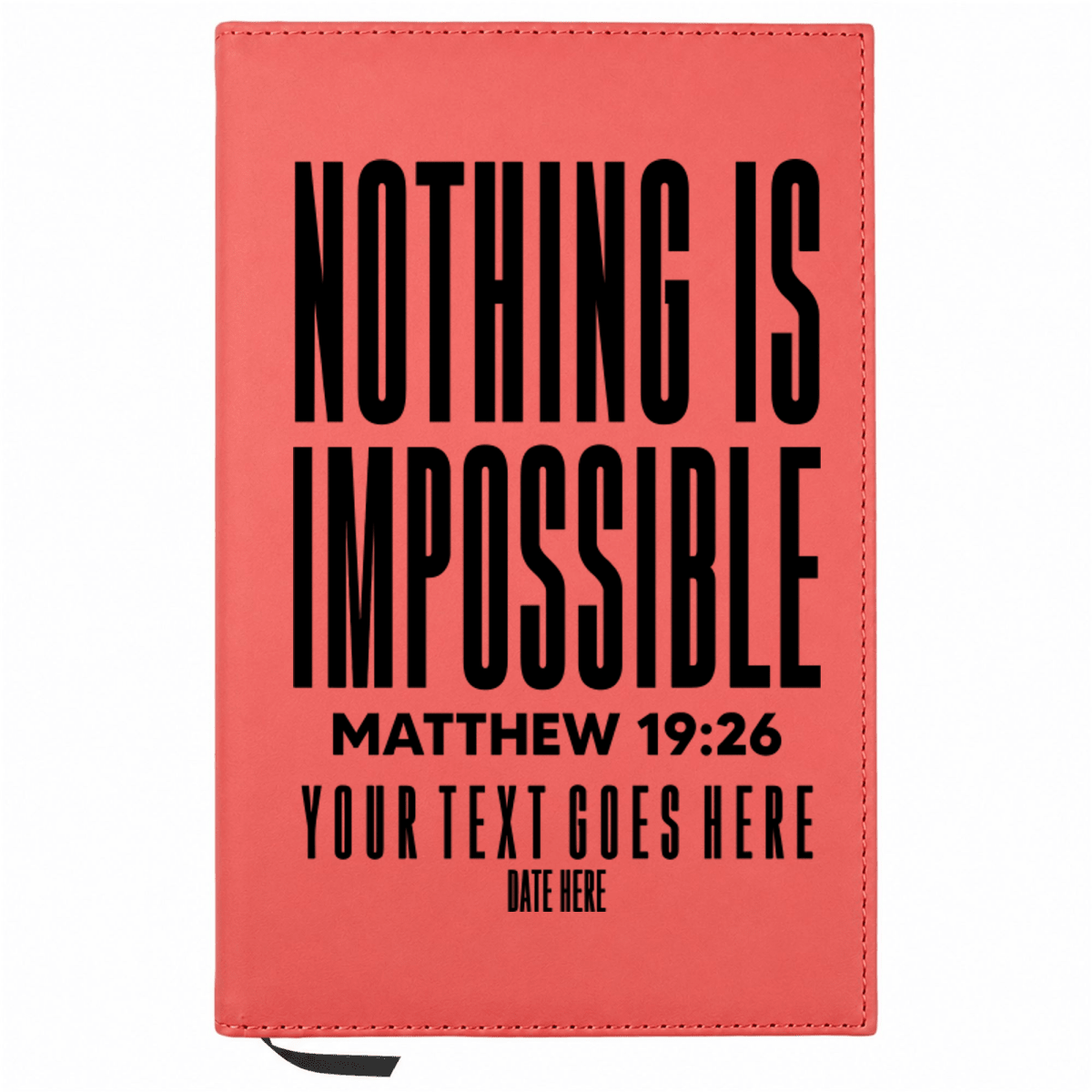 Personalized Leatherette Journal Notebook | Matthew 19:26 - Shepherds Shelf