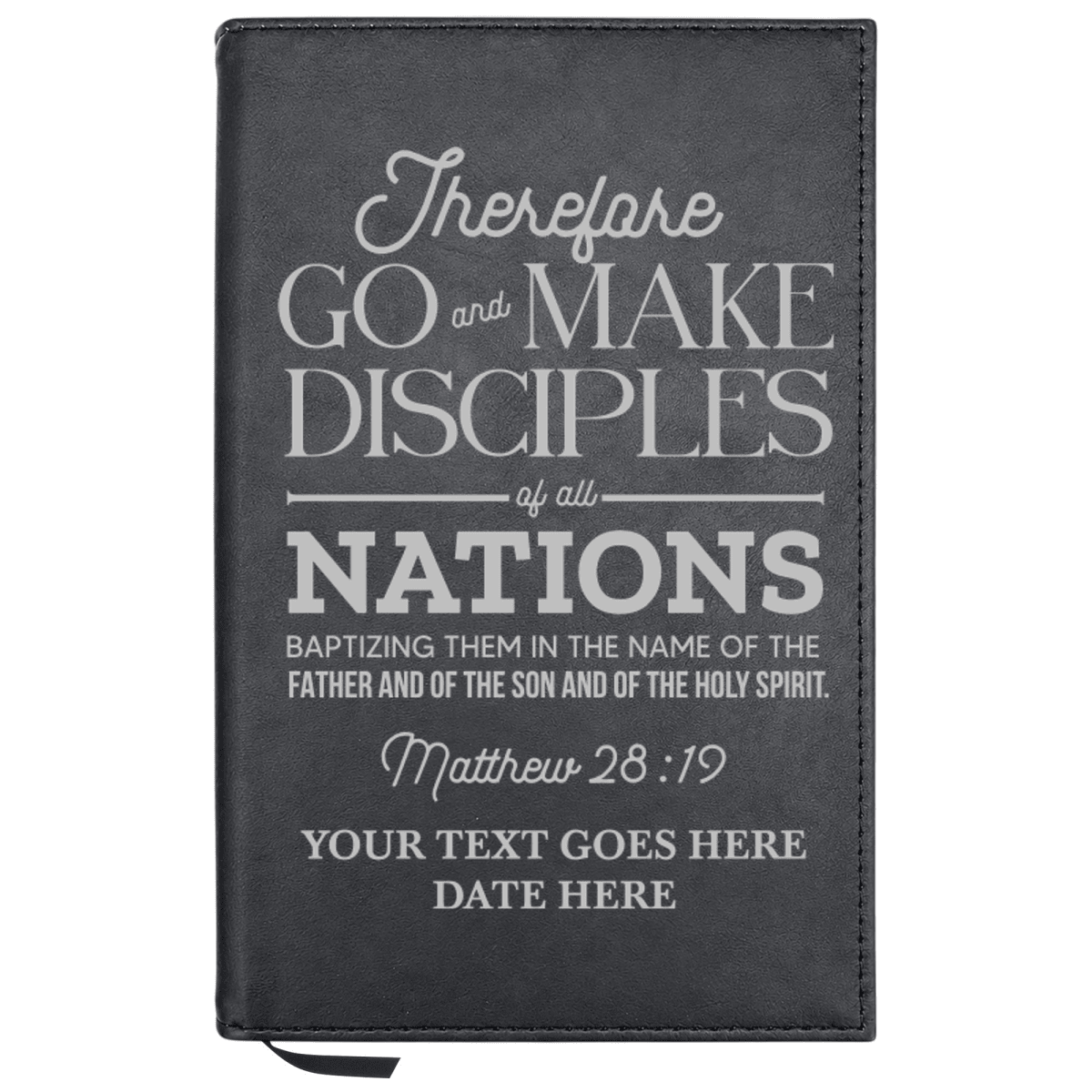 Personalized Leatherette Journal Notebook | Matthew 28:19 - Shepherds Shelf