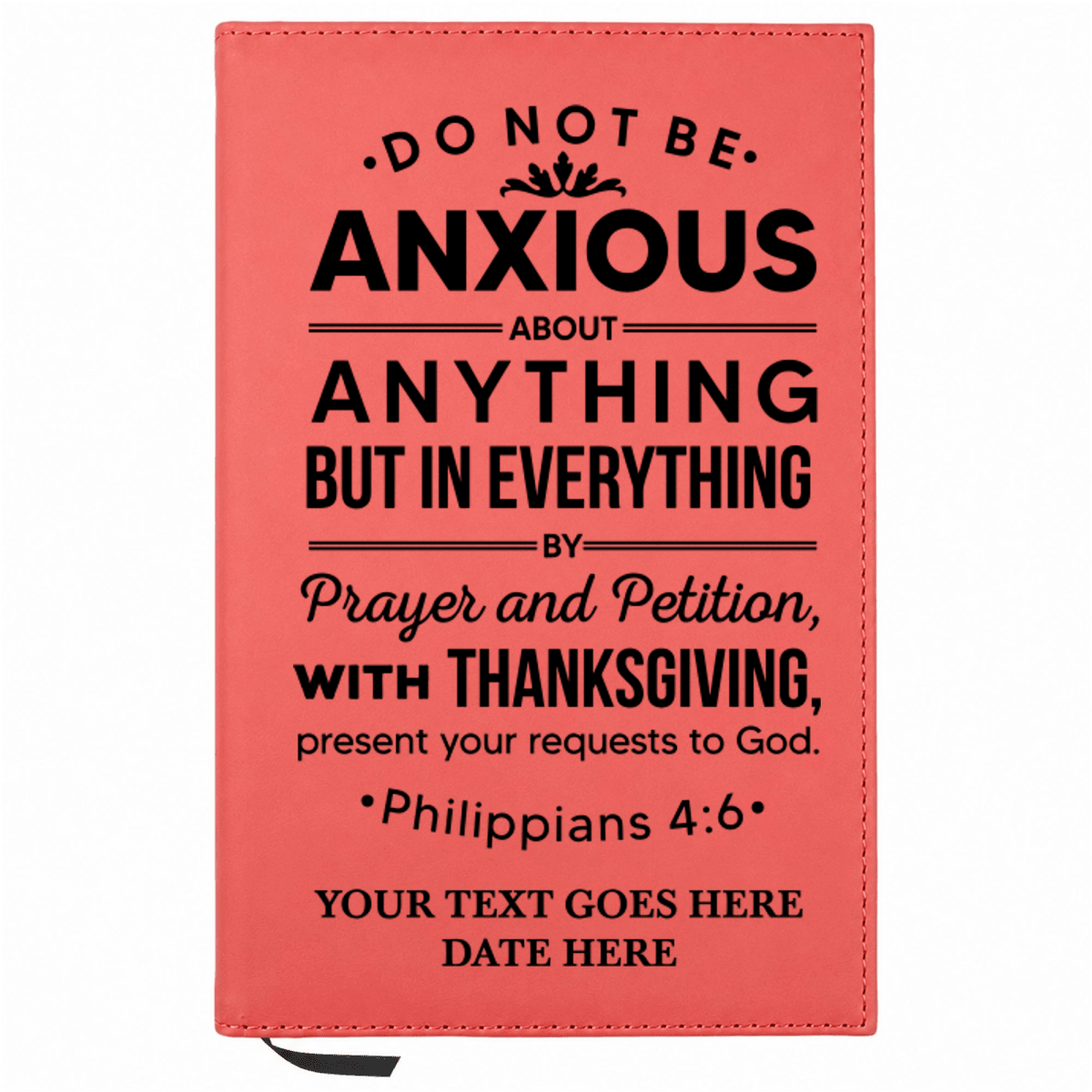 Personalized Leatherette Journal Notebook | Philippians 4:6 - Shepherds Shelf
