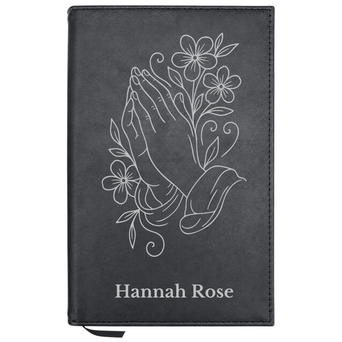 Personalized Leatherette Journal Notebook | Praying Hand With Flowers - Shepherds Shelf