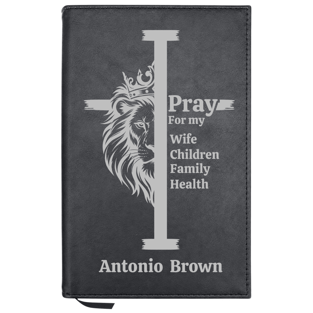 Personalized Leatherette Journal Notebook | Regal Lion Cross - Shepherds Shelf