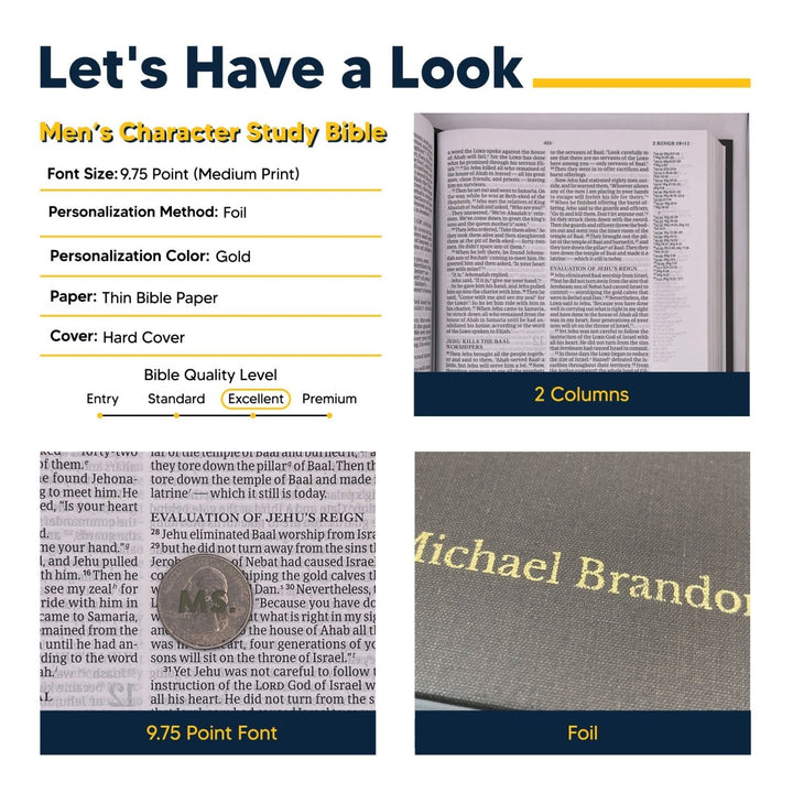 Personalized Men of Character CSB Study Devotional Hardcover Bible, Gray | Shepherds Shelf - Shepherds Shelf