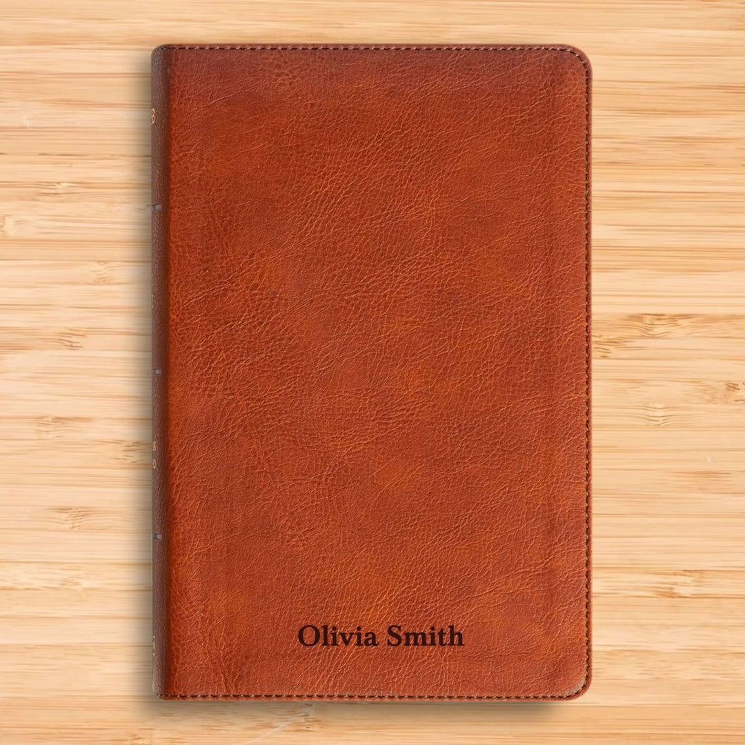 Personalized NASB Personal Reference Holy Bible Faux Leather Large Print Size with Indexed Tabs Brown | Shepherds Shelf - Shepherds Shelf