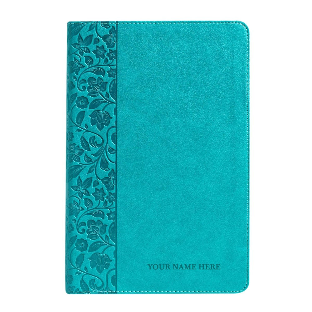 NASB Teal Standard Size Holy Bible Large Print | Floral Pattern
