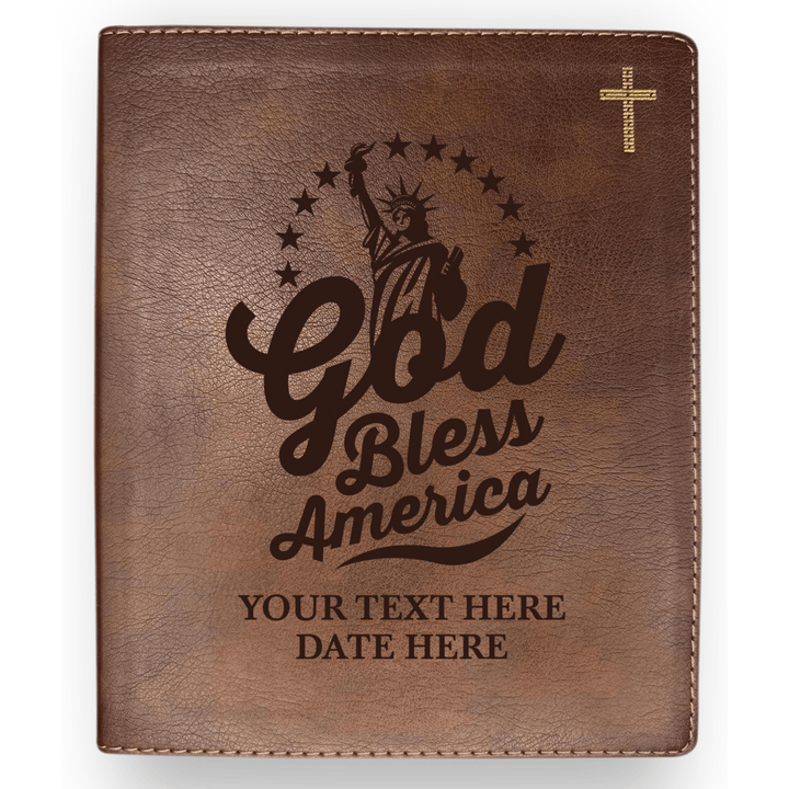 Personalized NIV Bible Faux Leather Medium Print Size with FULL COVER God Bless America Design | Shepherds Shelf - Shepherds Shelf