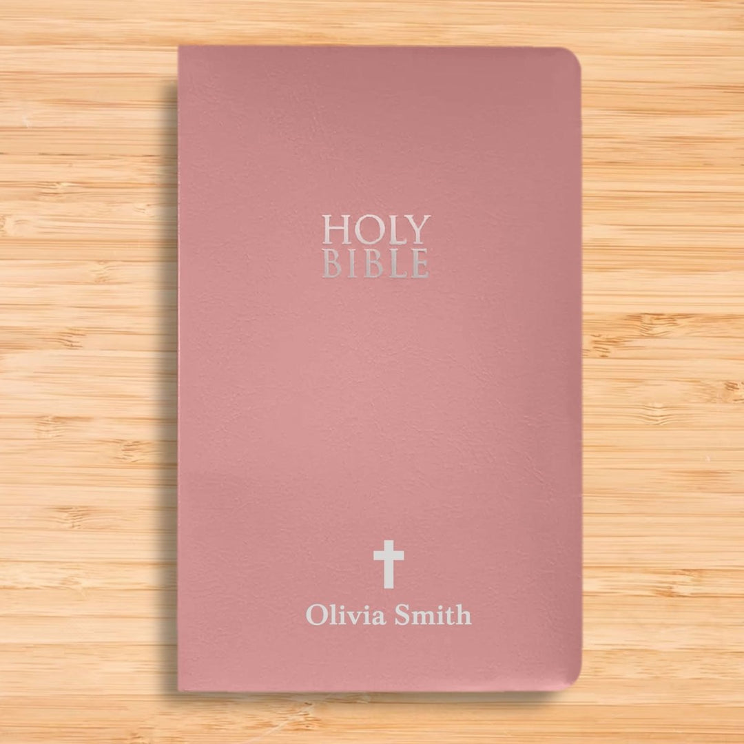 Personalized NIV Bible New International Version Faux Leather Holy Bible SMALL PRINT with Red - Highlighted Verses Pink | Shepherds Shelf - Shepherds Shelf